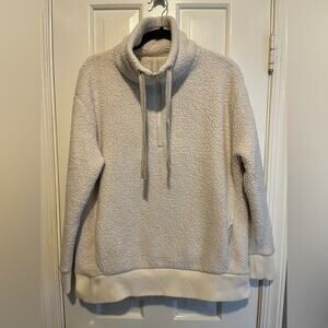 Athleta Cream Fleece Sweater Talus Sherpa Half Zip Pullover Size Medium